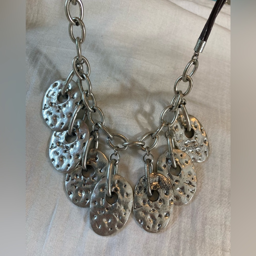 Hammered Brutalist Design Statement Necklace - image 6